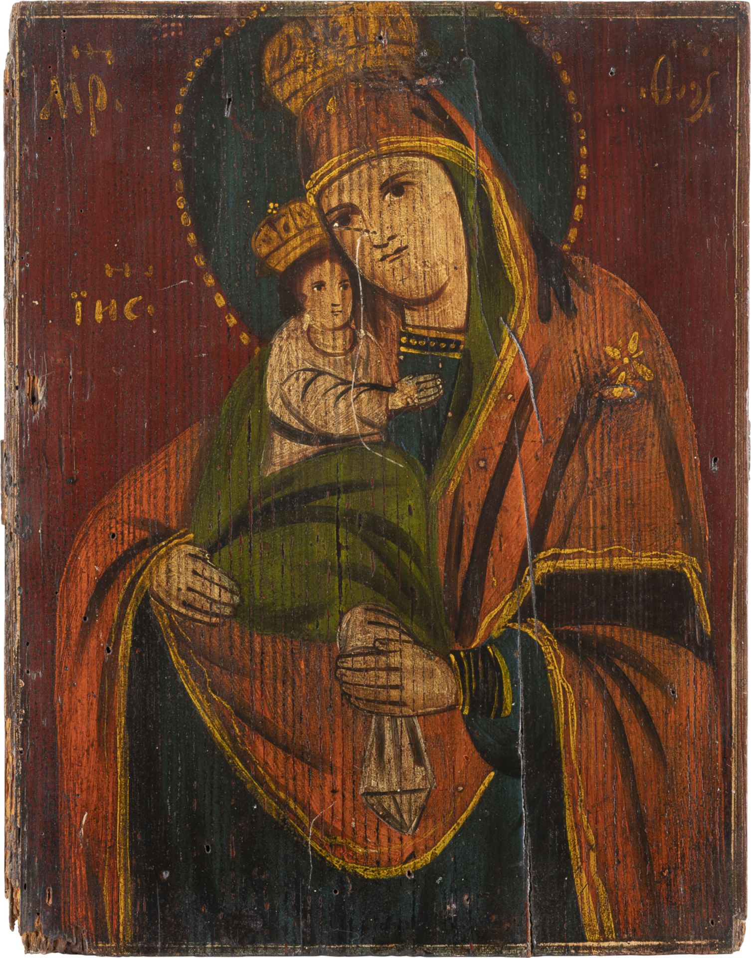   VIER IKONEN MIT DER GOTTESMUTTER, DEM ENTSCHLAFEN DER GOTTESMUTTER, DEN HEILIGEN NIKOLAUS VON MYRA - Bild 5 aus 5