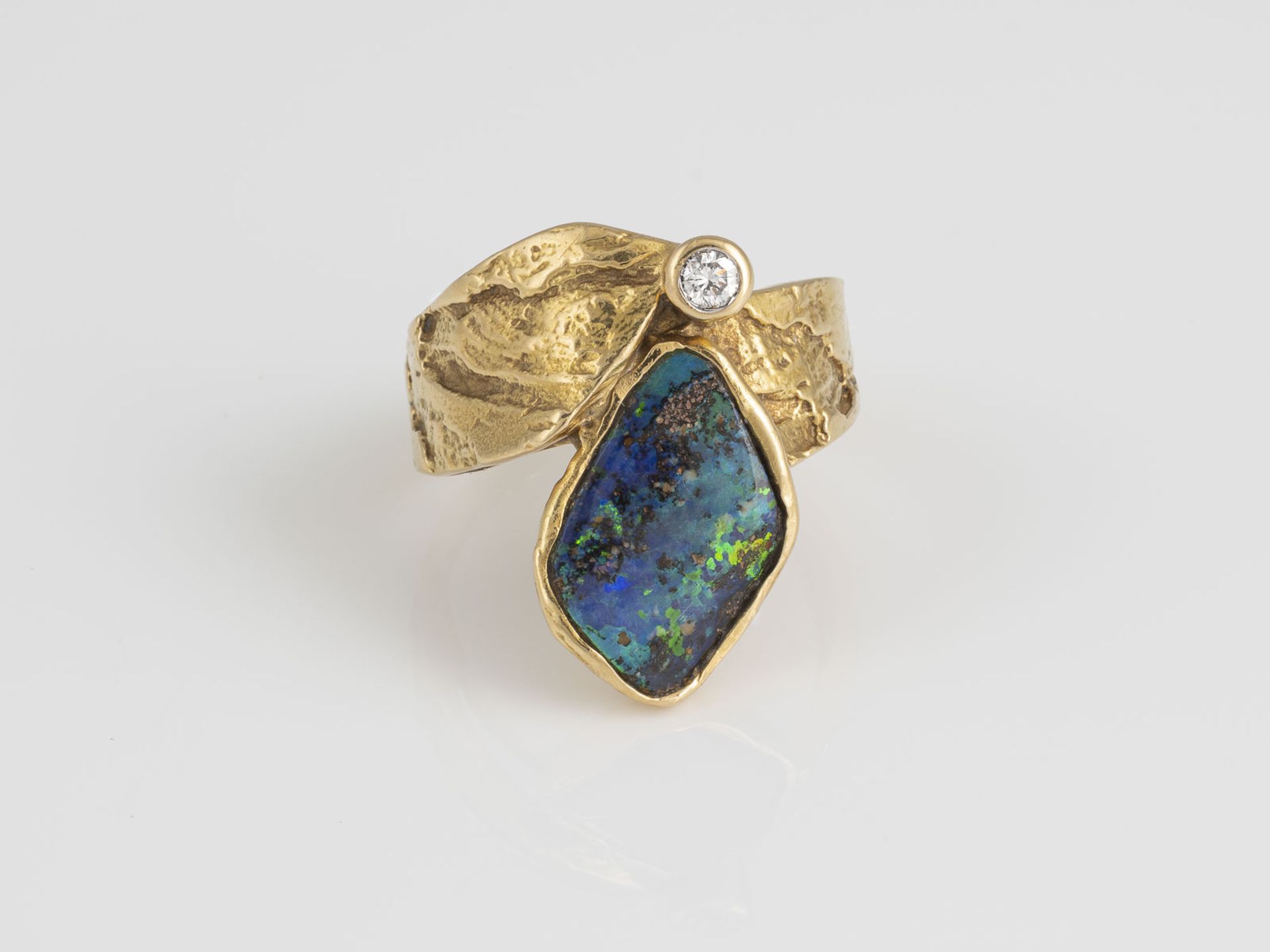 OPAL-RING MIT BRILLANT