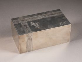 A SILVER TROMPE L'OEIL CIGAR BOX