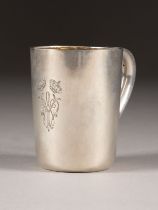 A SILVER BEAKER WITH HANDLE