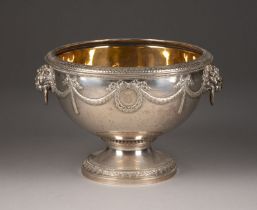 A LARGE SILVER PARCEL-GILT BOWL WITH HANDELS WITH THE MONOGRAM OF NICHOLAS II OF RUSSIA