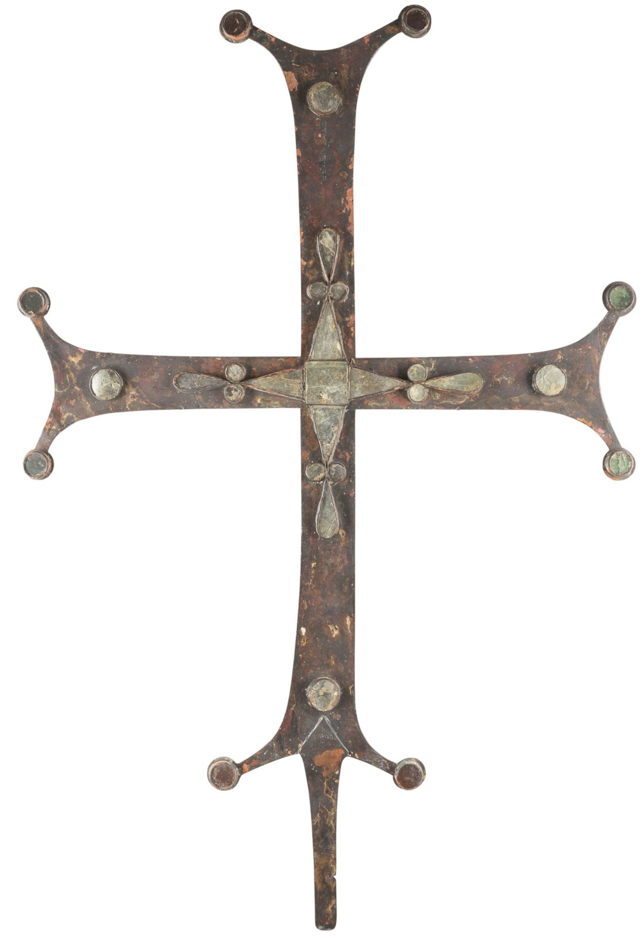 A BYZANTINE METALL AND GLASS PROCESSIONAL CROSS