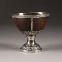 A SILVER-MOUNTED COCONUT GOBLET