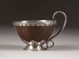 A SILVER-MOUNTED COCONUT CUP