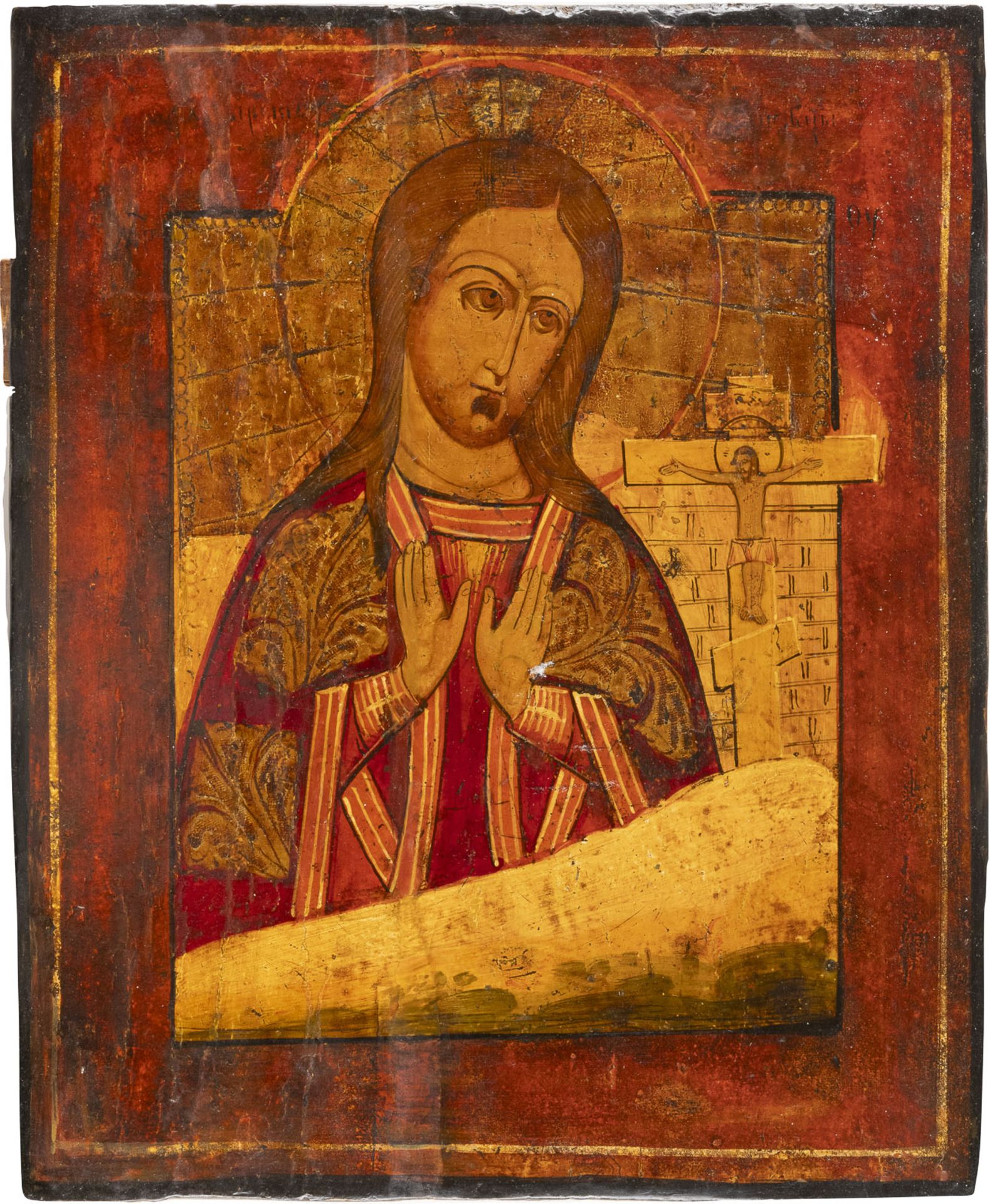AN ICON SHOWING THE AKHTYRSKAYA MOTHER OF GOD
