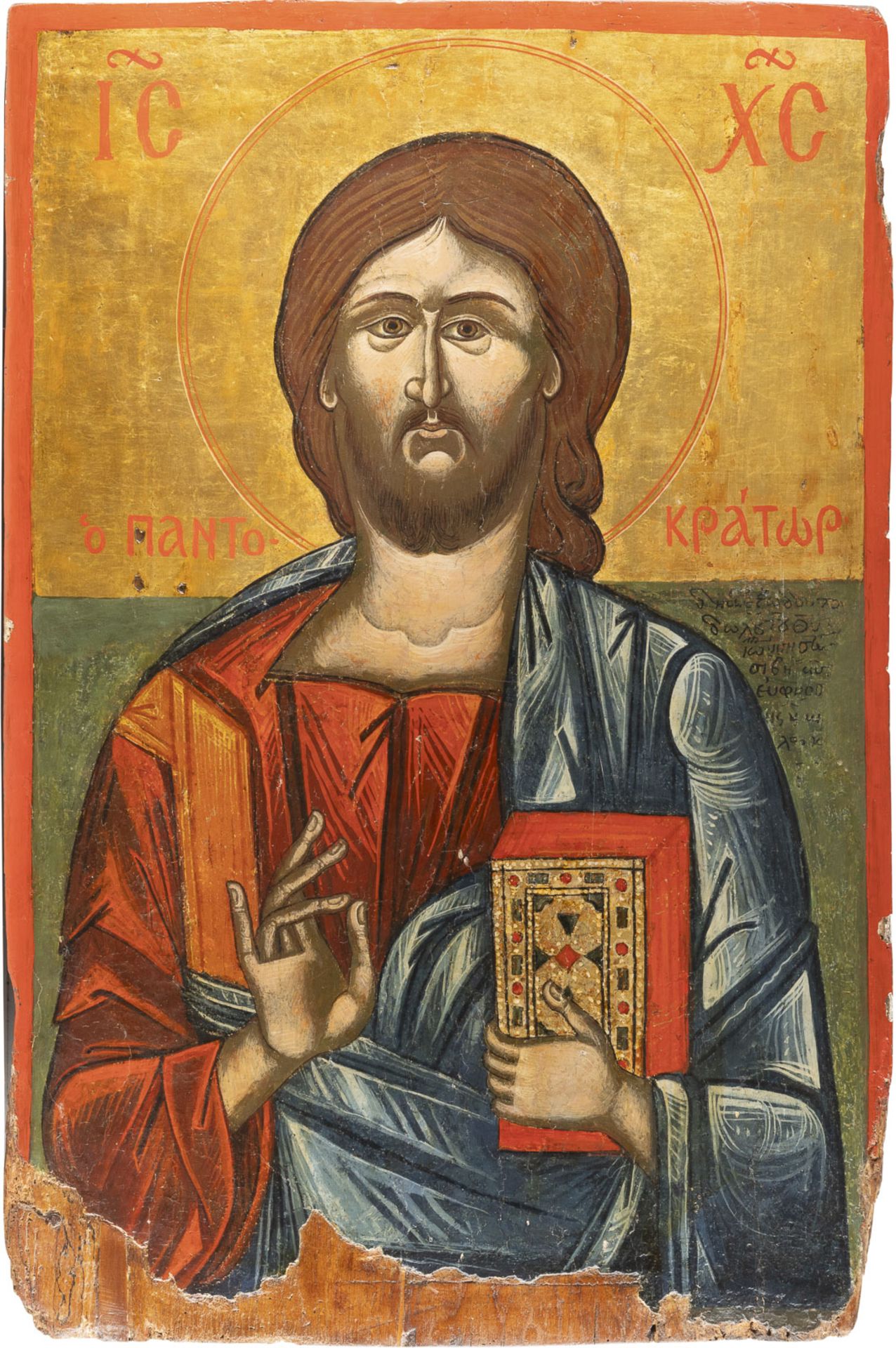 A MONUMENTAL ICON SHOWING CHRIST PANTOKRATOR FROM A CHURCH ICONOSTASIS