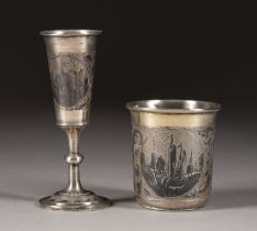 A SILVER-GILT AND NIELLO BEAKER AND FLUTE