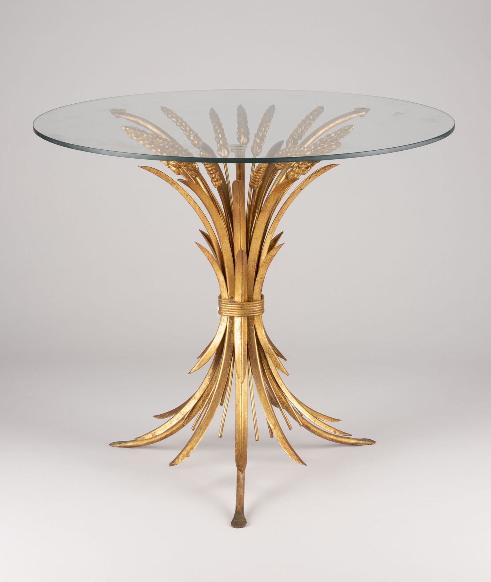COCO CHANEL TISCH 'SHEAF OF WHEAT' TABLE Wohl Italien, um 1965 Glas, Untergestell Metall, goldfarbig