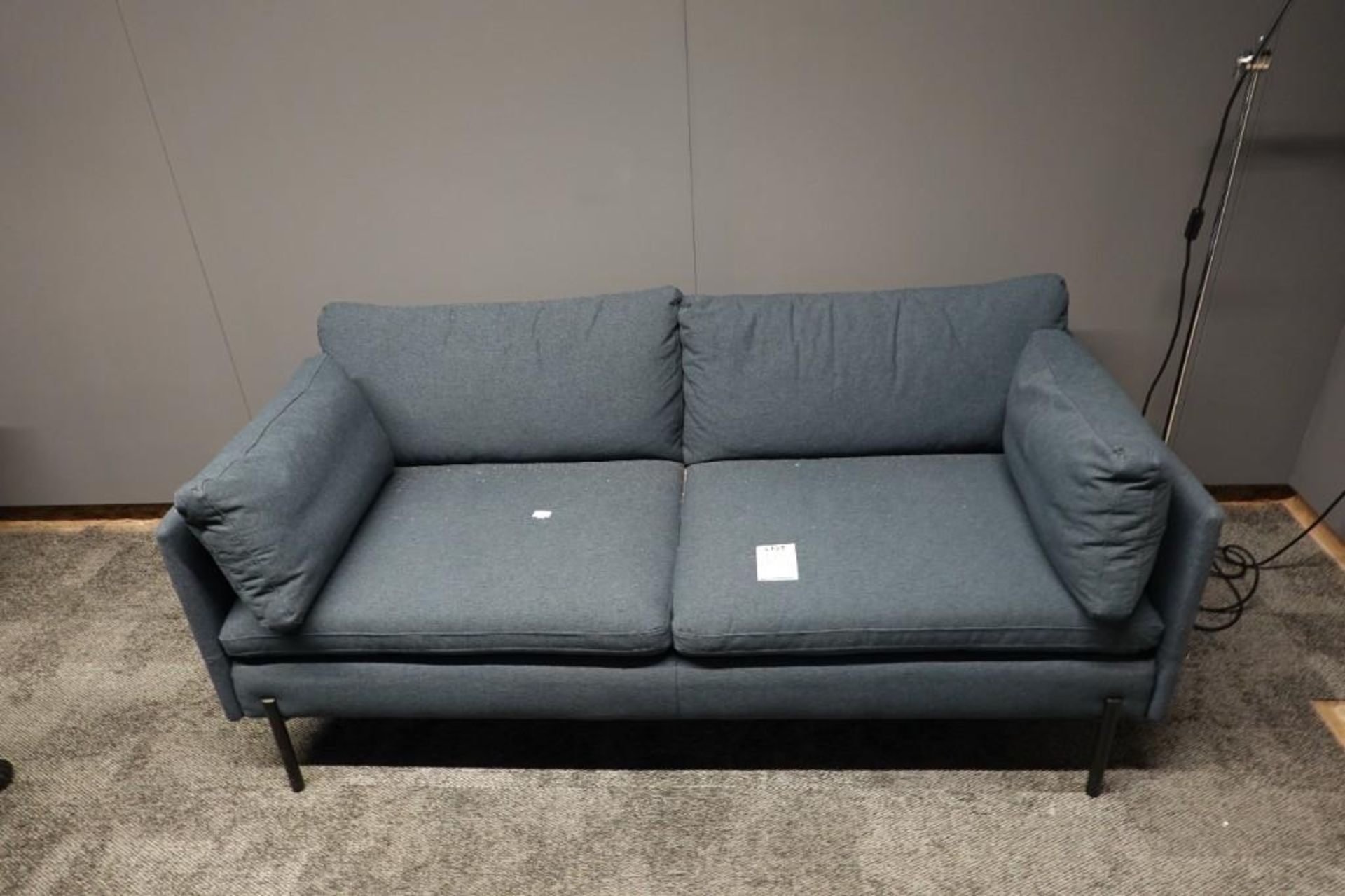 Zarina Large 2 Seater Sofa, Aegean Blue with Black Leg