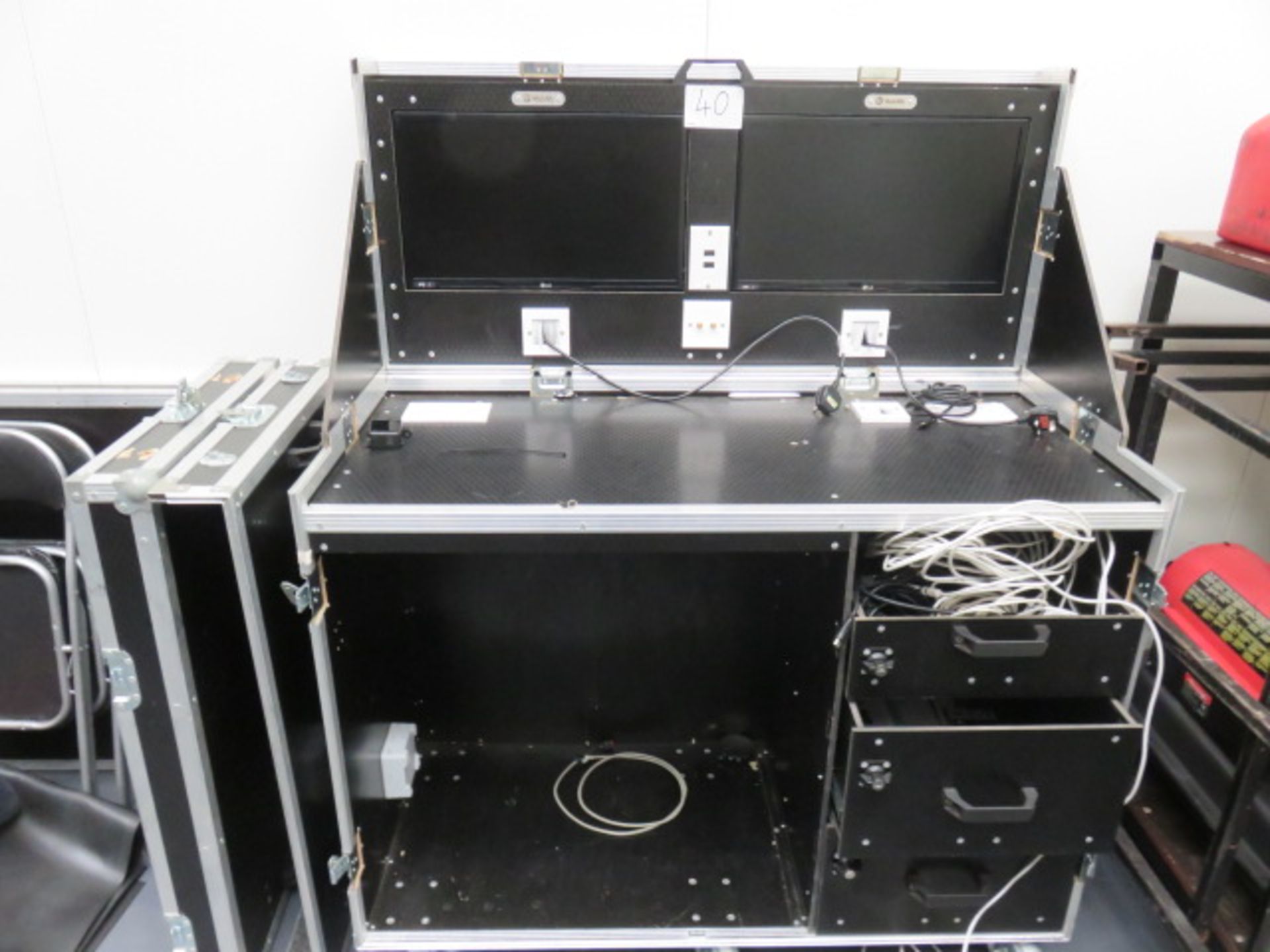 Unbranded Data Station with (2) LG IPS LED 27in Screens and (3) Drawers in Heavy Duty Mobile Flight