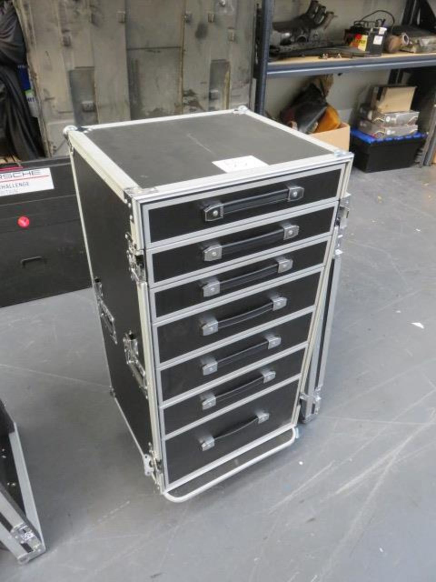 Trojan Bro Mobile 7 Drawer Heavy Duty Flight Case with Side Table (Approx 1.53m x 0.54m x 1.1m When