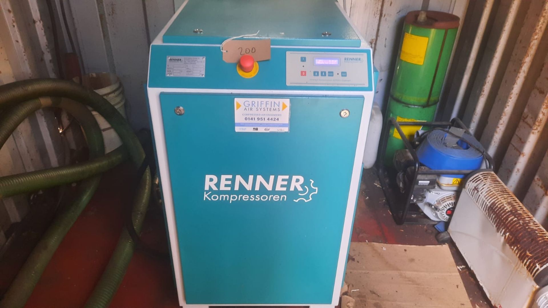 Renner Model RSF15 Compressor with 15kW Drive in 10ft Shipping Container with External Receiver