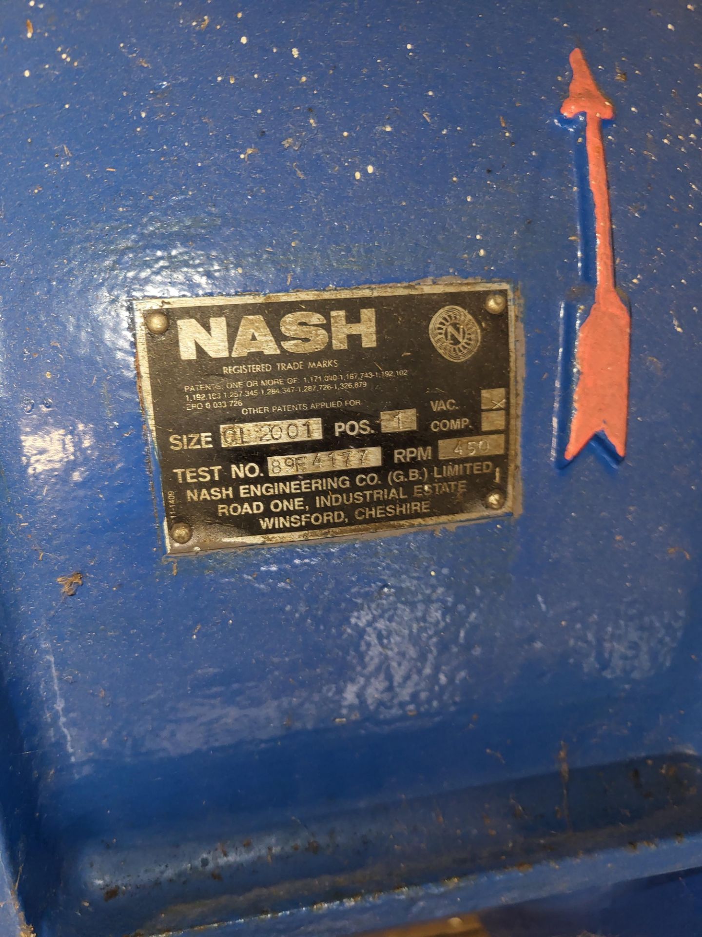 1 Nash Model GL2001 450 RPM Pump. Arjo Number Test No. 89F4177 - Image 2 of 2