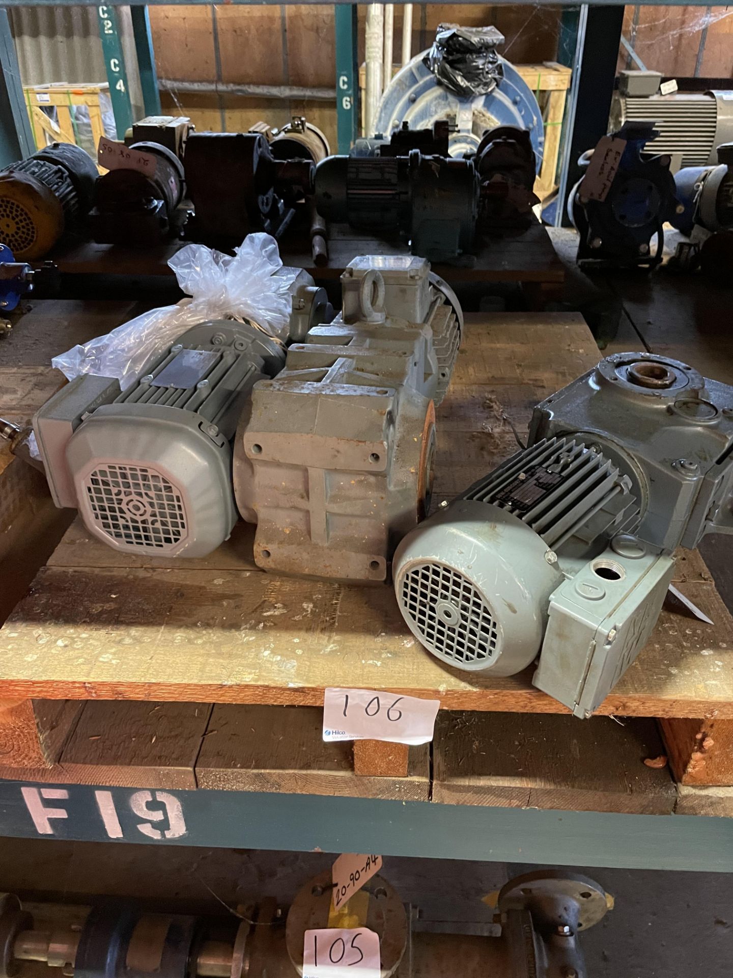 3 Various Gearbox/ Motor Assemblies Including: SEW Model KA47T/DRE 80M4. Arjo Number 21-08-29, Bauer