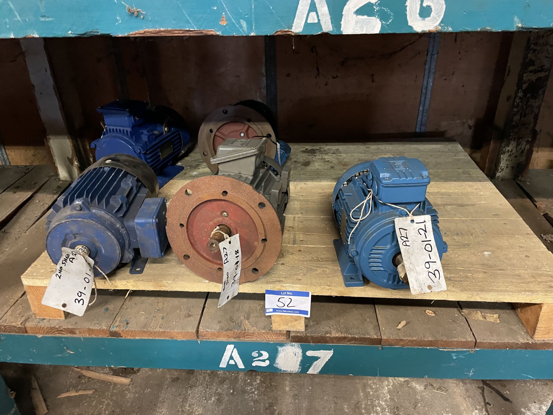 5 Various Motors To Include: 1 WEG Model D100L 3kw 1420 RPM Motor. Arjo Number 39-01-21, 1 WEG Mode