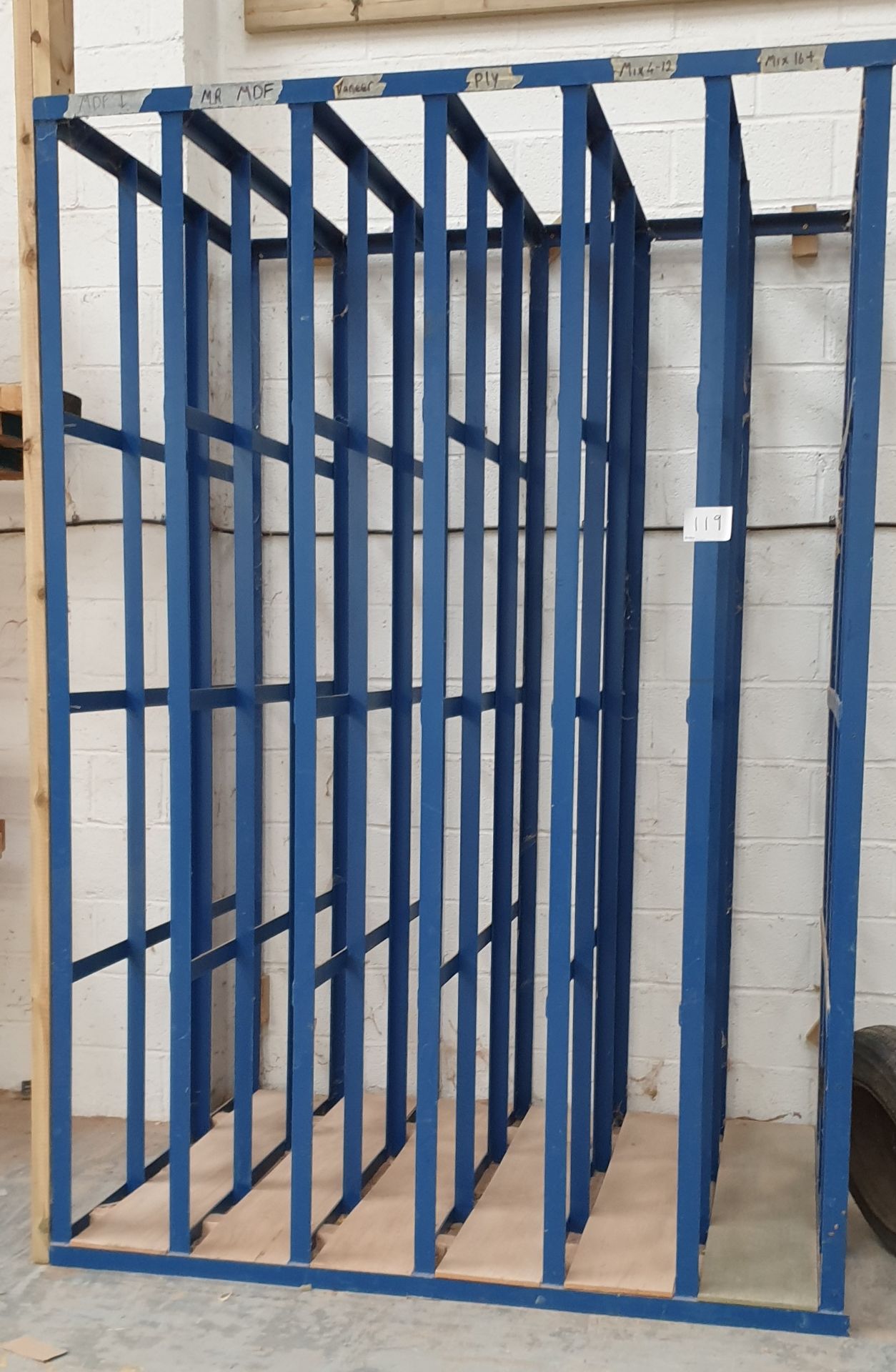 Bespoke Blue Metal Board/Sheet Rack, comprising of 6 split sectionsPlease note: contents of stock no