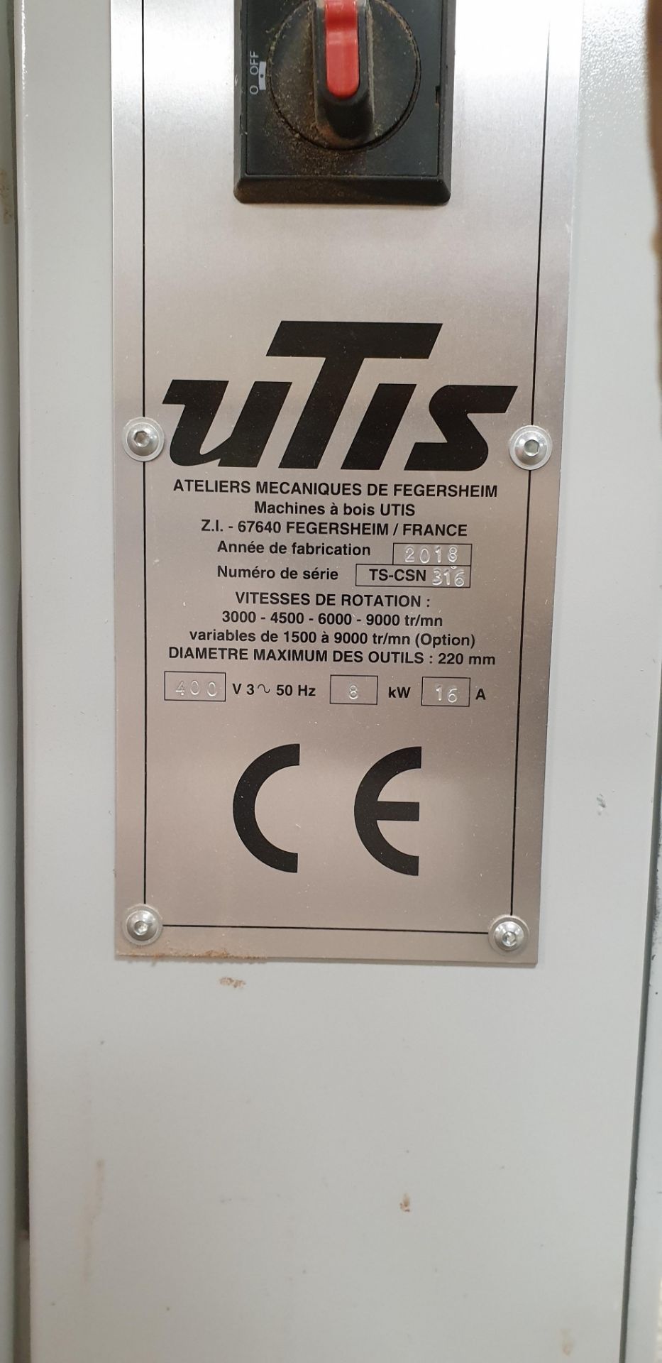 1: Utis John Perry Woodworking CSN Digital Spindle Moulder, Serial Number: TS-CSN316, Year of Manufa - Image 4 of 9