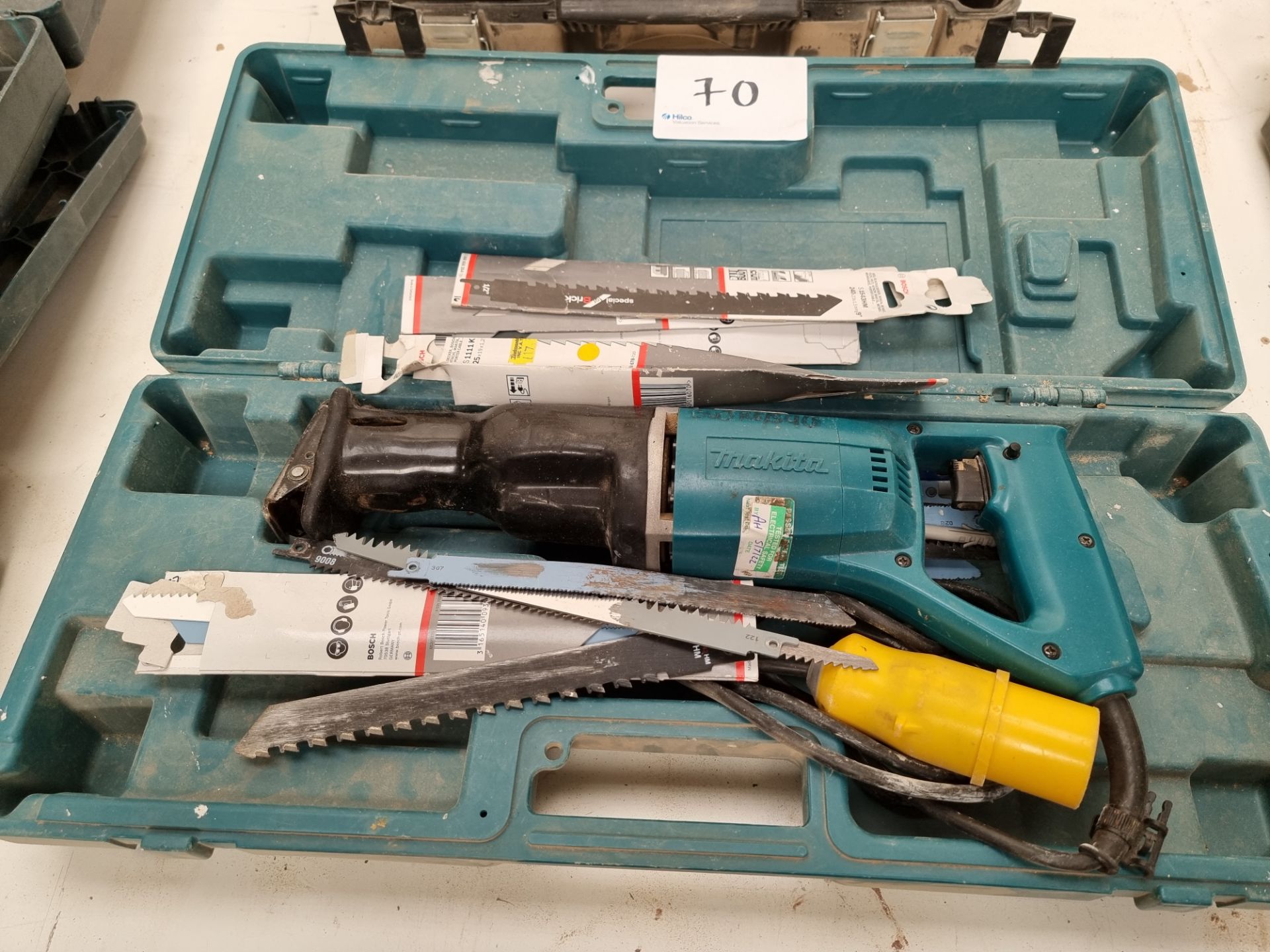 1: Makita JR3000V Corded Reciprocating Saw, with spares and box