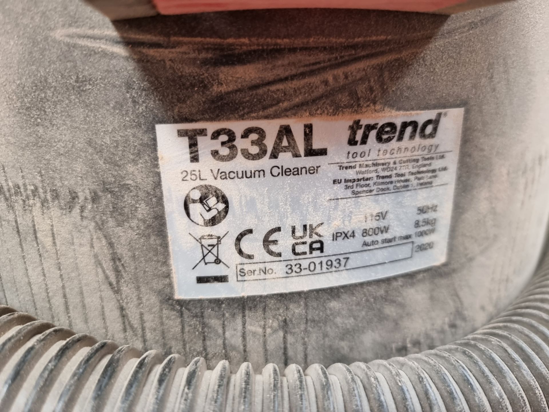 3: Trend Tool Technology T33AL 25L Vacuum Cleaner. Serial Number: 33-01196, 33-01937, 3-00149 Year o - Image 3 of 5