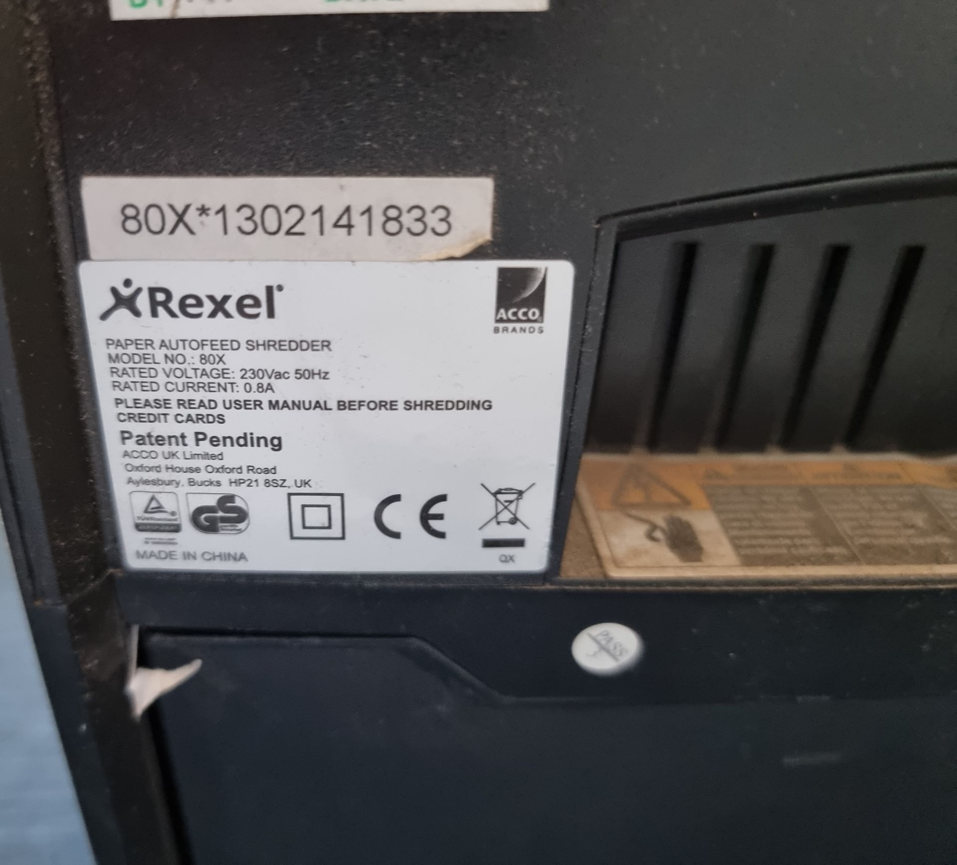 1: Rexel Paper Autofeed Shredder - Image 2 of 2