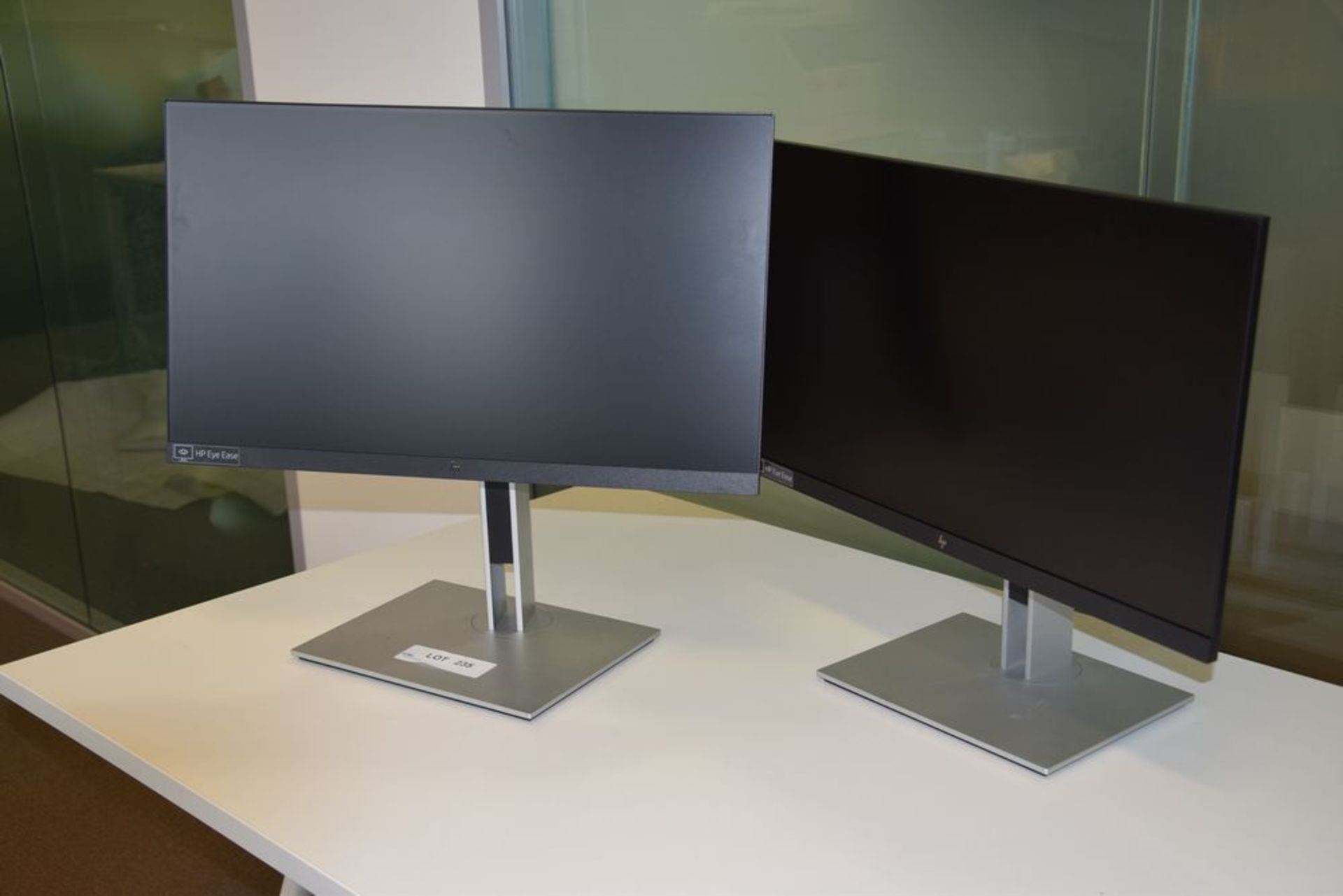 2 HP E24U G4 24 inch Flat Screen Monitors