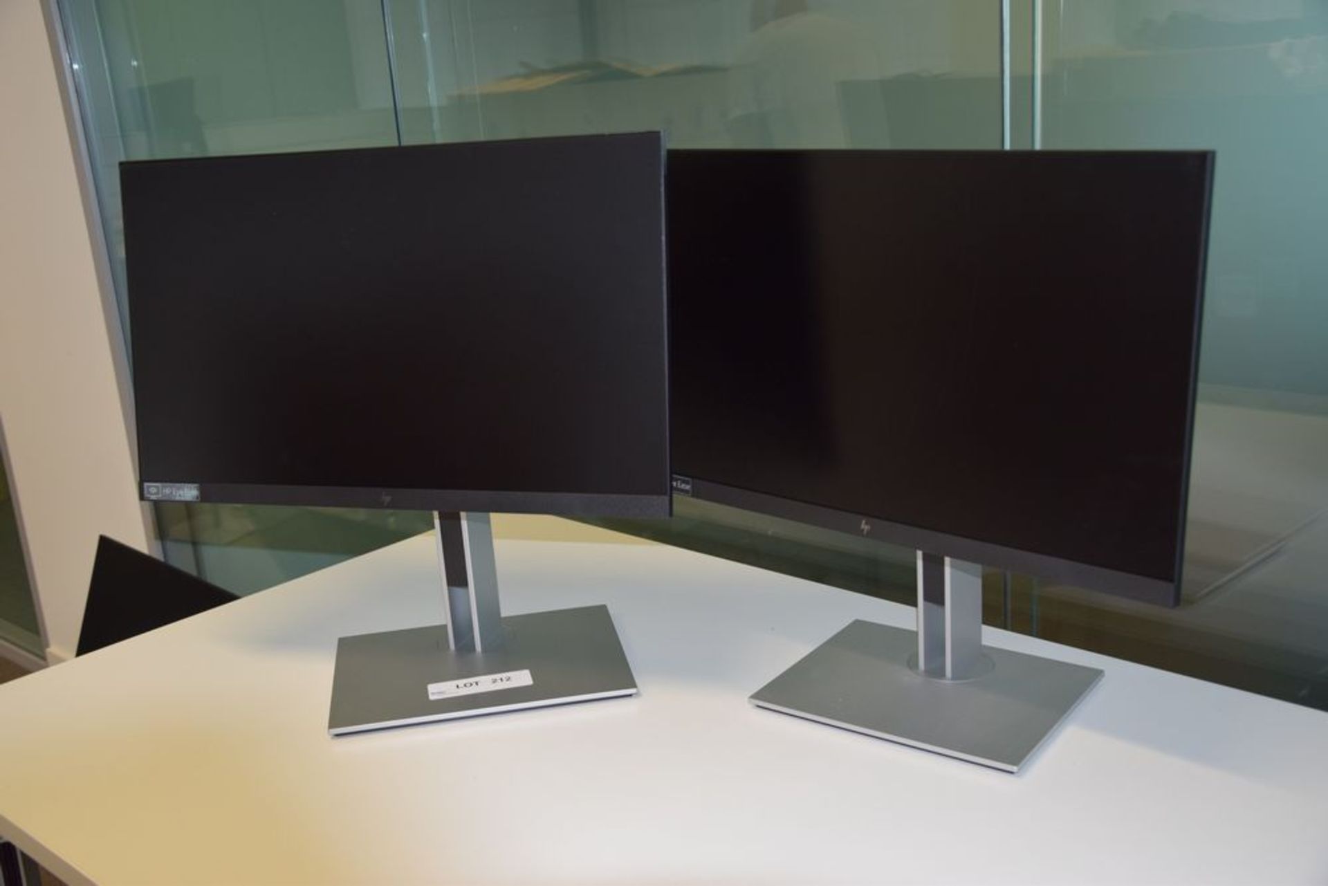 2 HP E24U G4 24 inch Flat Screen Monitors