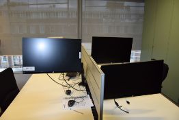 3 HP 24 W 24 inch Flat Screen Monitors with Desk Arms