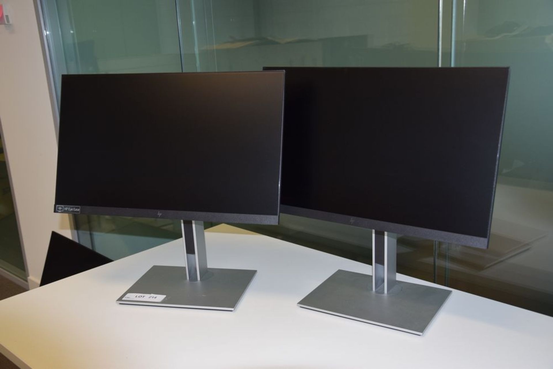 2 HP E24U G4 24 inch Flat Screen Monitors