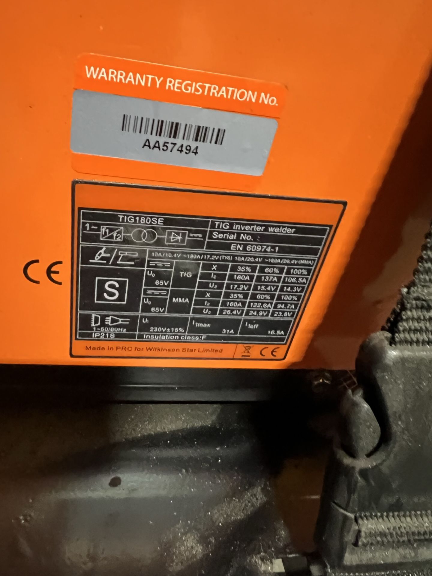 Jasic Inverter  Tig Welder TIG 180 series - Image 2 of 2