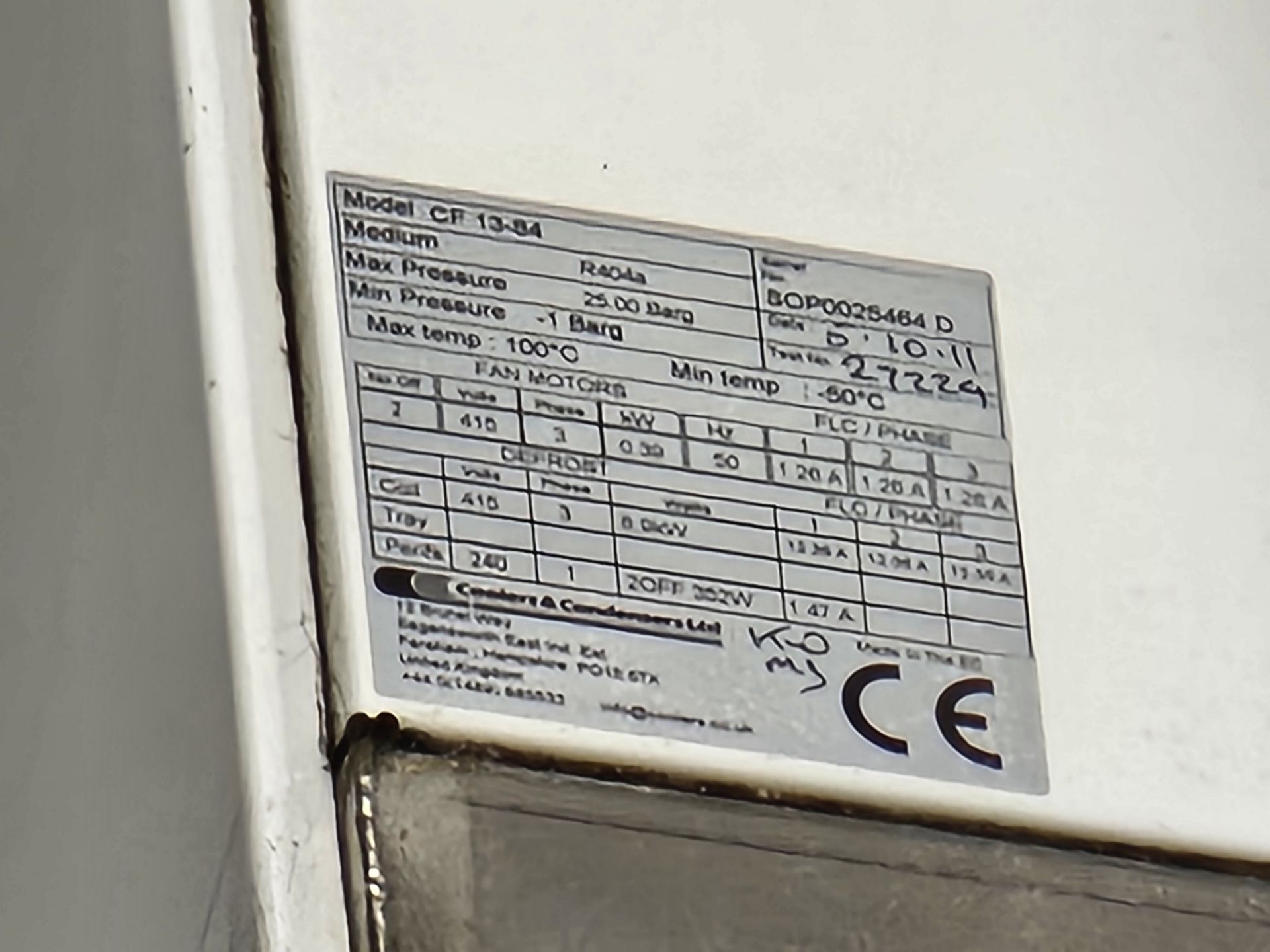 Coolers and Condensers Limited CF 13-84 Chiller Unit, Serial Number: SOP0025464D - Image 2 of 2