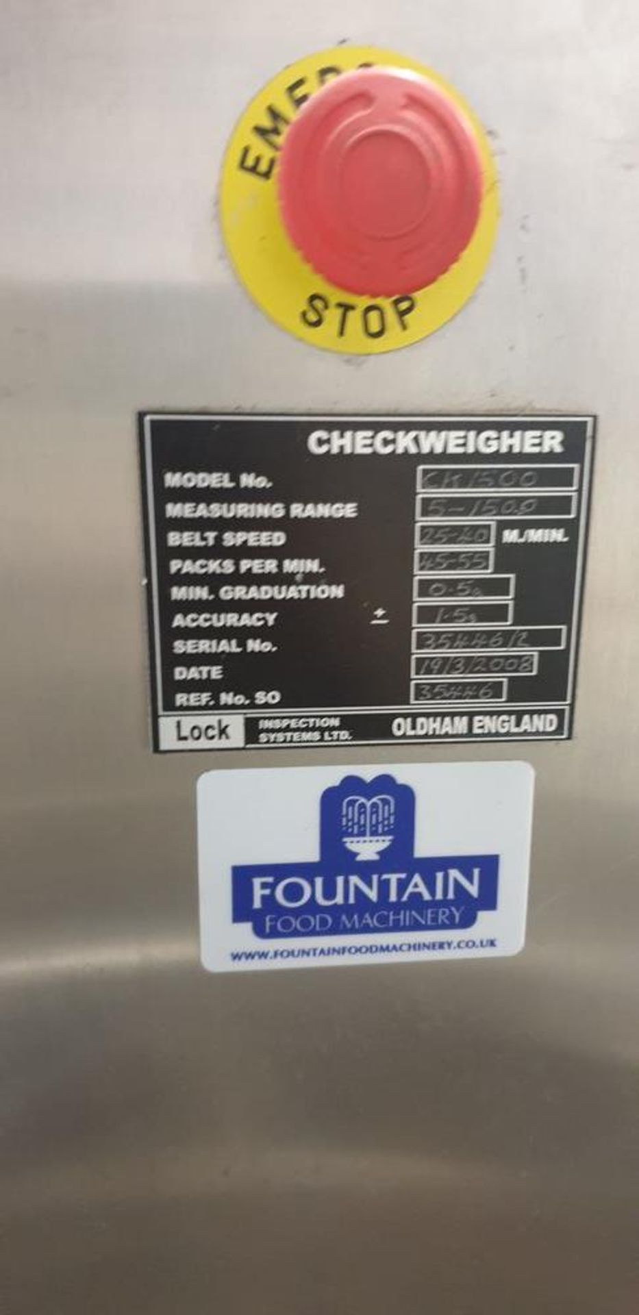 1: Fountain Food Machinery CK-500 Checkweigher (Condition Unknown) - Image 2 of 2