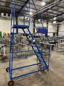 Wheeled Step Ladder 8 Rungs 2m To Platform