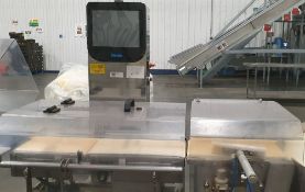 1: Yamato CSL22W-00 Checkweigher complete with Belt conveyor and air reject system