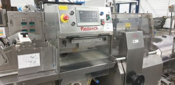 1: Redpack NTS Seal Flow Wrapper Machine complete with 6.7m x 0.4m Stainless Steel Infeed Conveyor