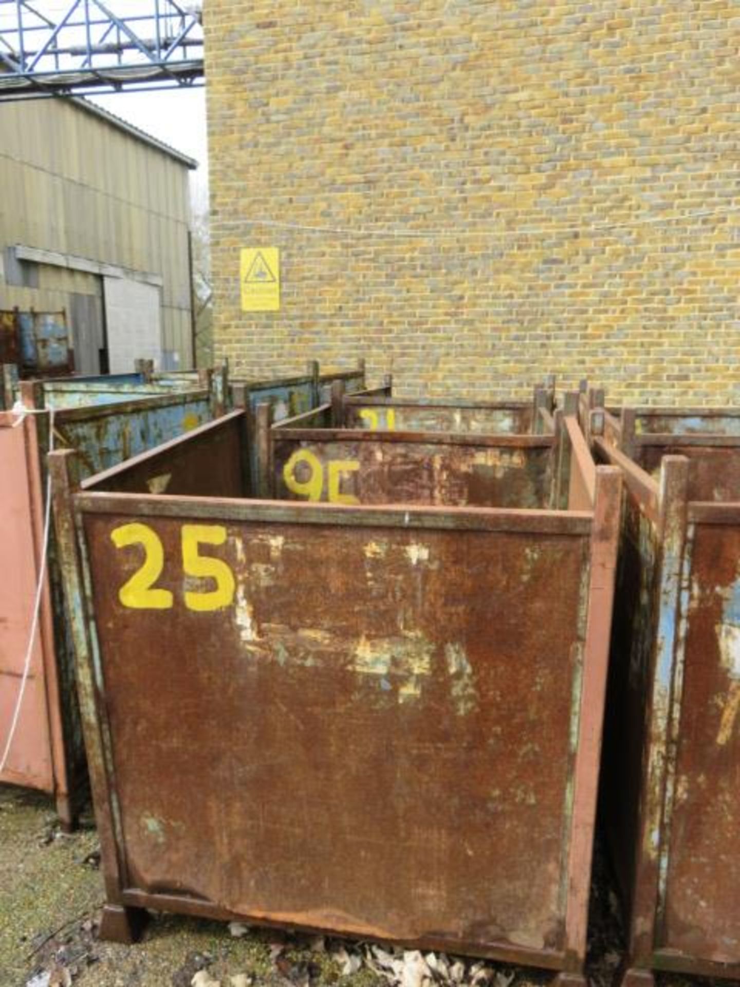 4 Approx 1.25m (W) x 1.25m (D) x 1.25m (H) Steel Three Sided Stackable Stillages As Lotted (Bins 21,