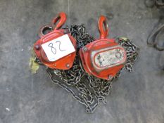 1 Hackett 1 Tonne & (1) Unbranded Chain Hoists As Lotted