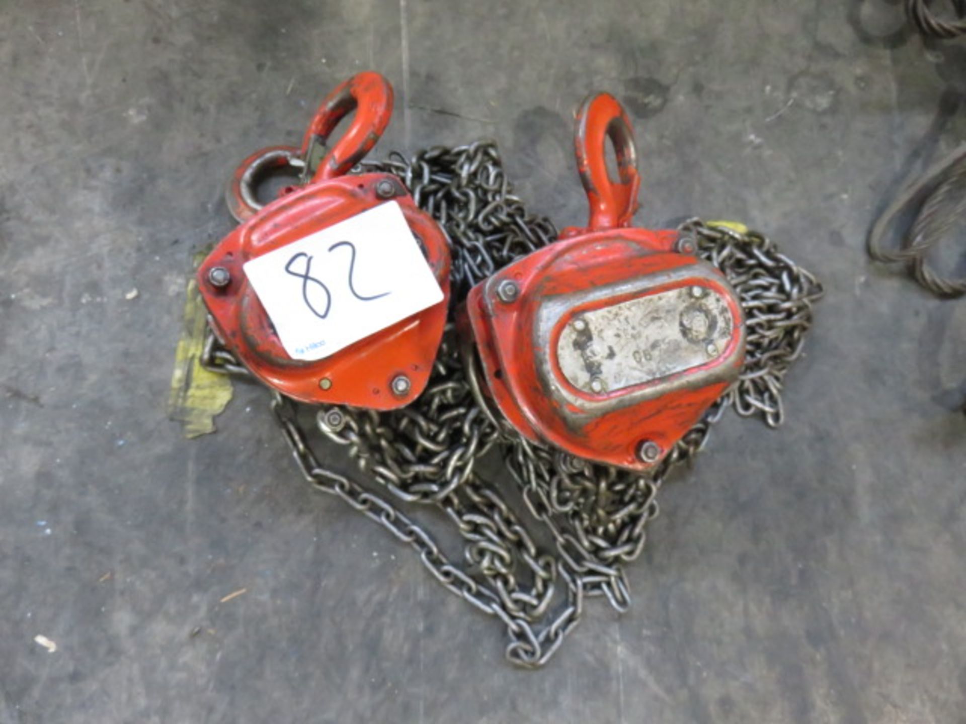 1 Hackett 1 Tonne & (1) Unbranded Chain Hoists As Lotted