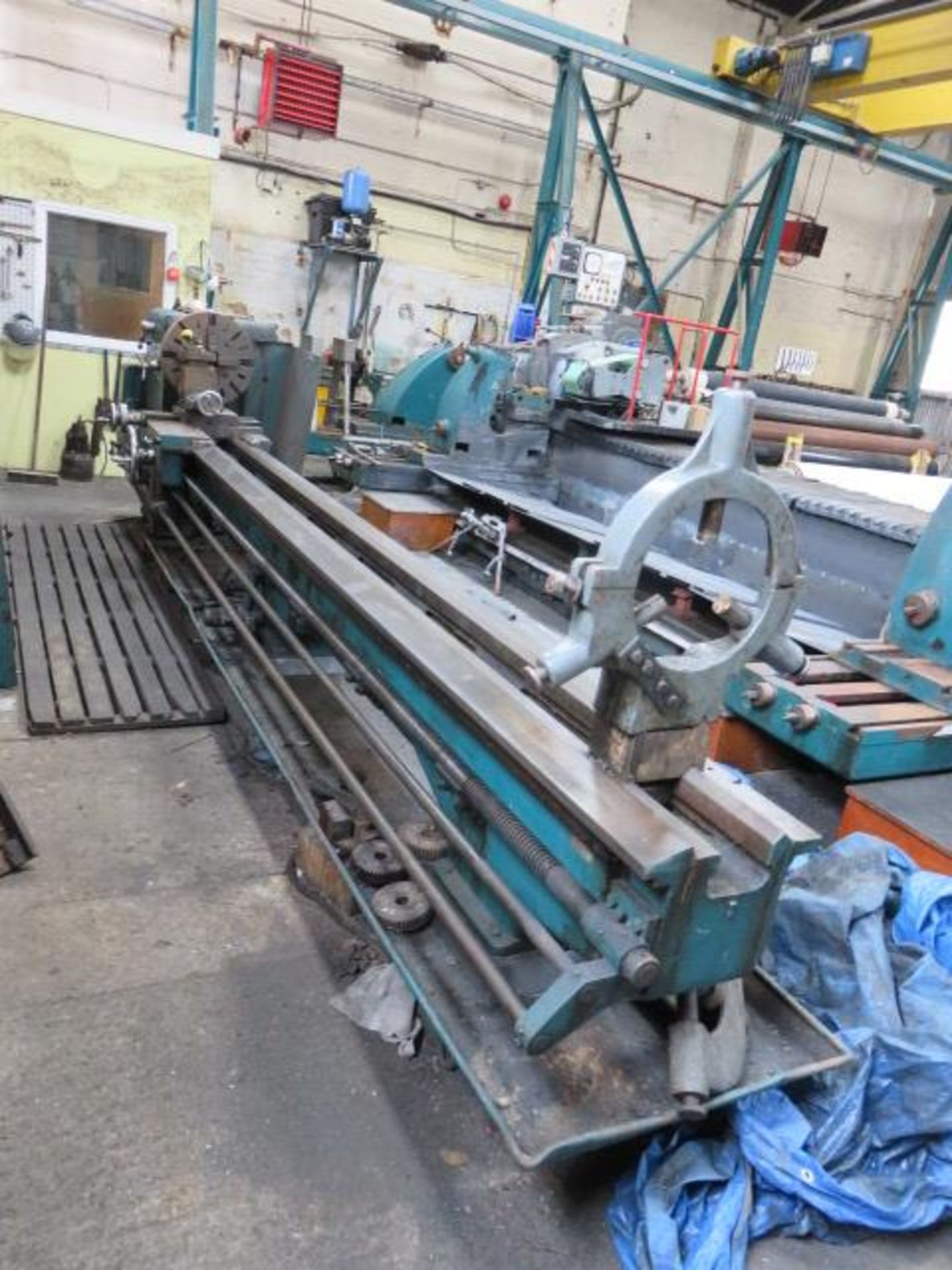 1 Mitchell of Keighley Centre Lathe with Approx 4m Bed, Fixed Steady and Chuck As Lotted