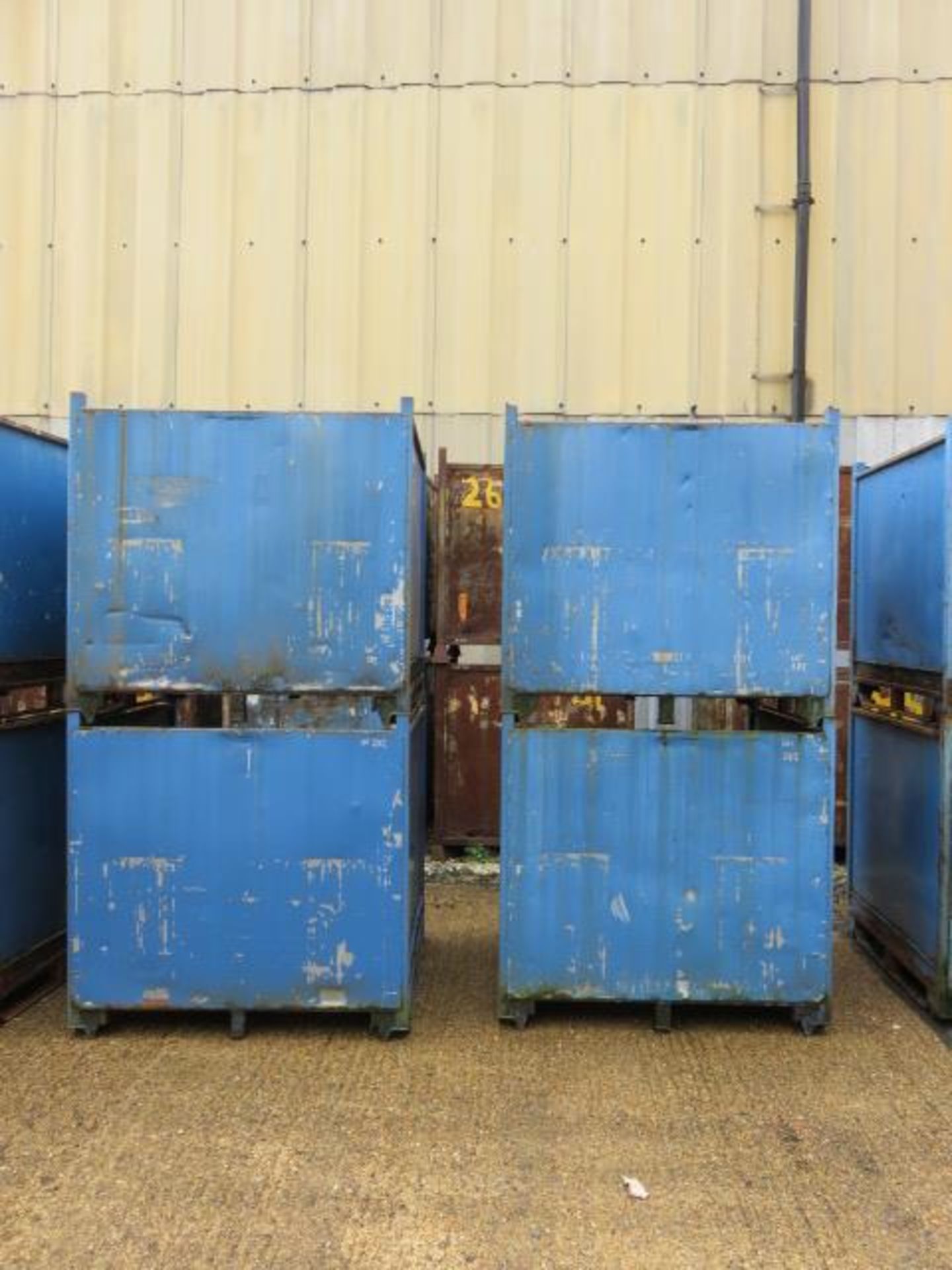 4 Approx 1.25m (W) x 1.25m (D) x 1.25m (H) Steel Three Sided Stackable Stillages As Lotted (Bins 59,