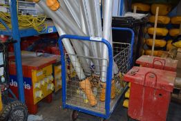 1, Tubular Steel & Mesh Four Wheeled Trolley, (Excludes Contents)