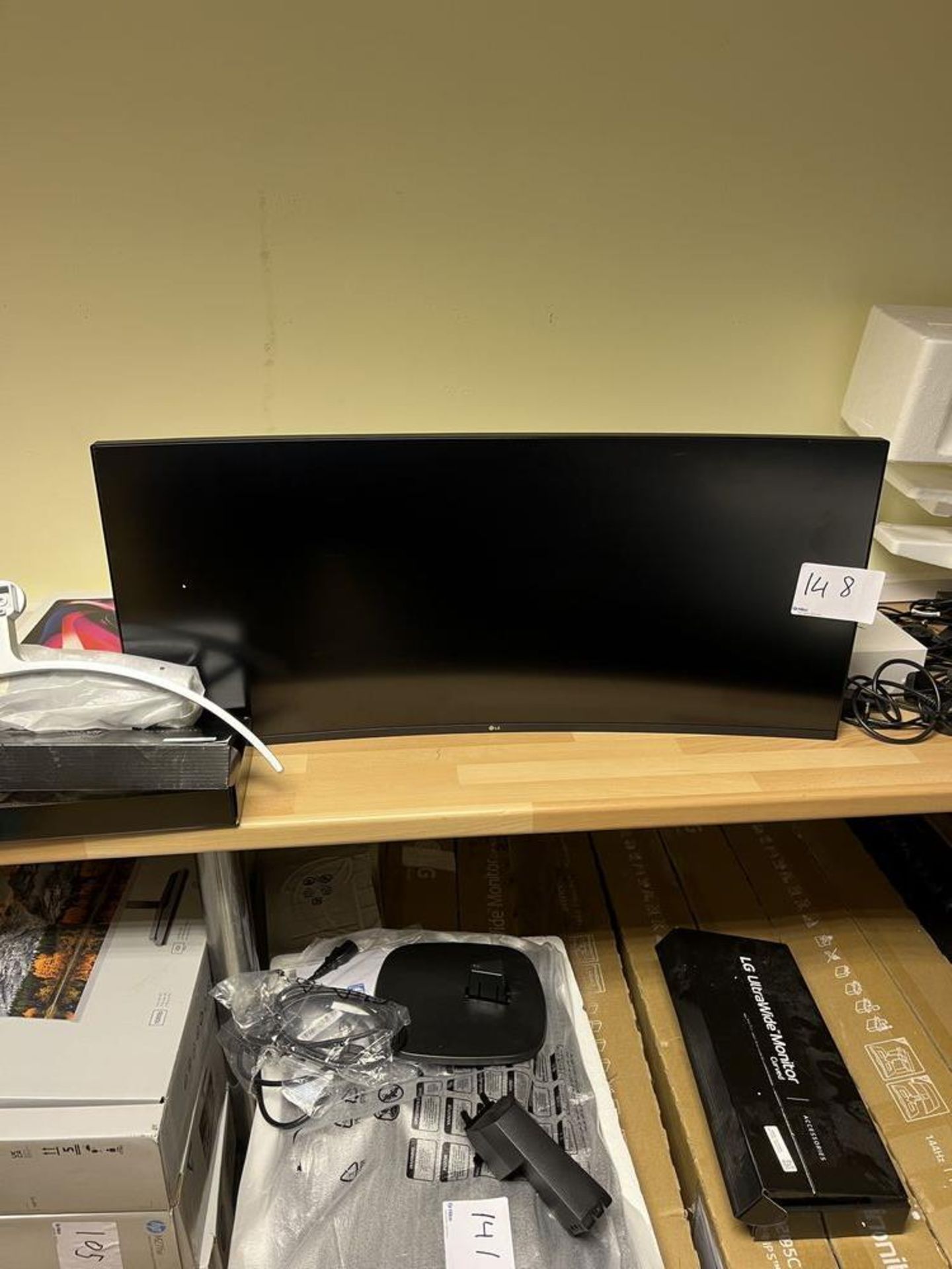 LG 38WN95C-W Curved Monitor With stand and accessories box, comes in box Serial Number 112NTABG946