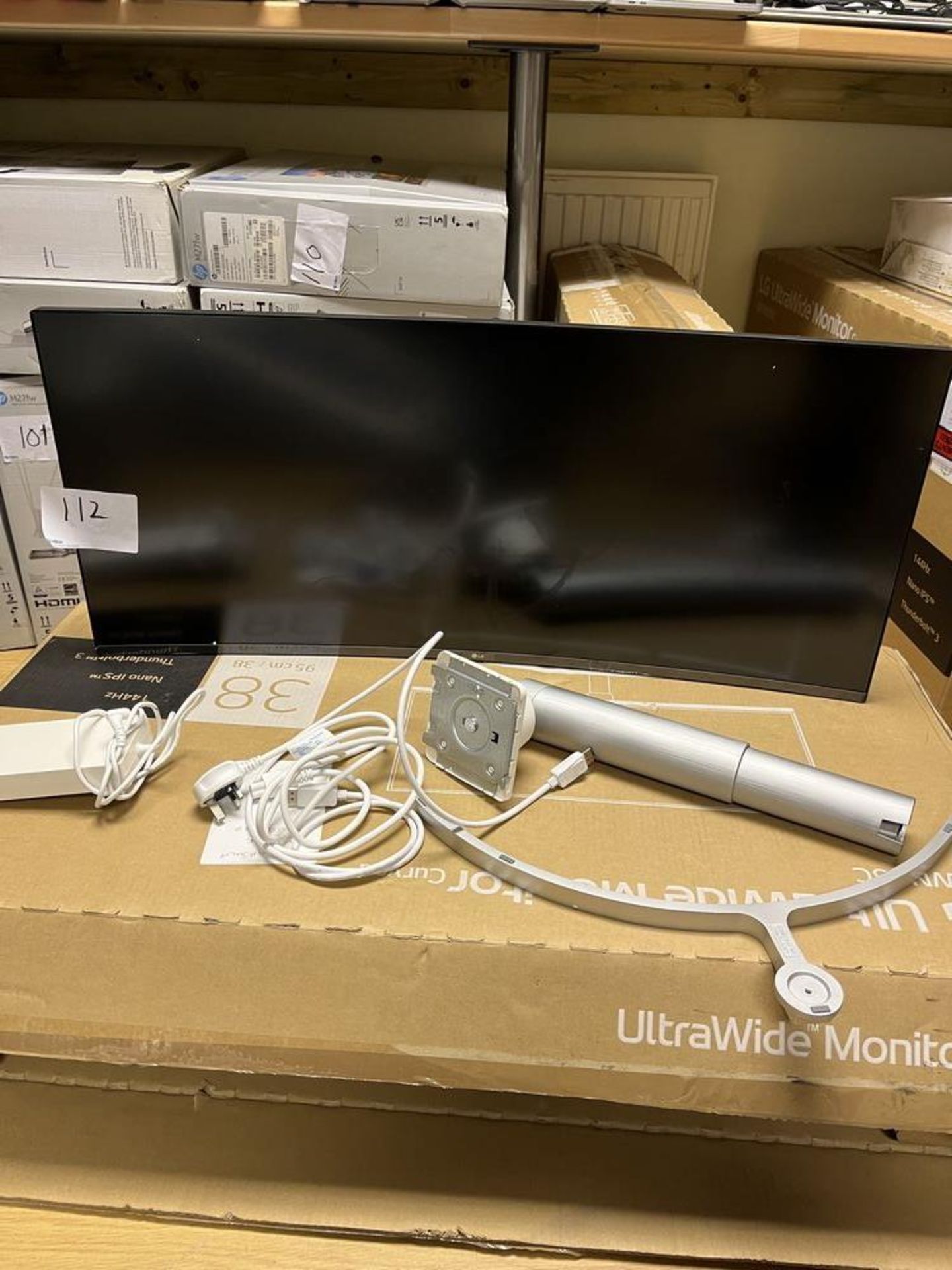 LG 95cm, 38-inch diagonal Ultra Wide Monitor Curve With stand and plugs, comes in box Serial Numbe