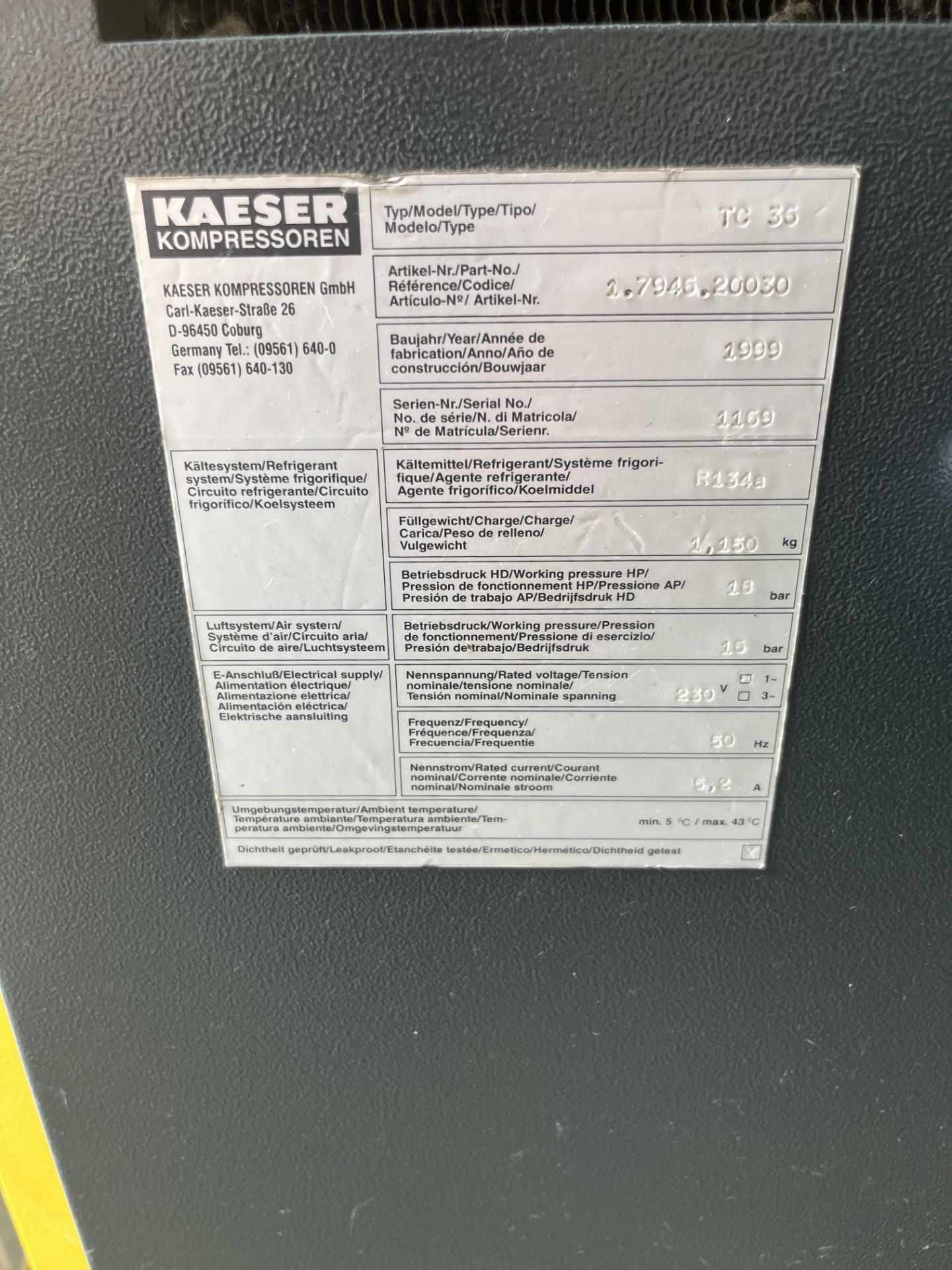 Kaeser TC 36 Air Dryer - Image 2 of 5