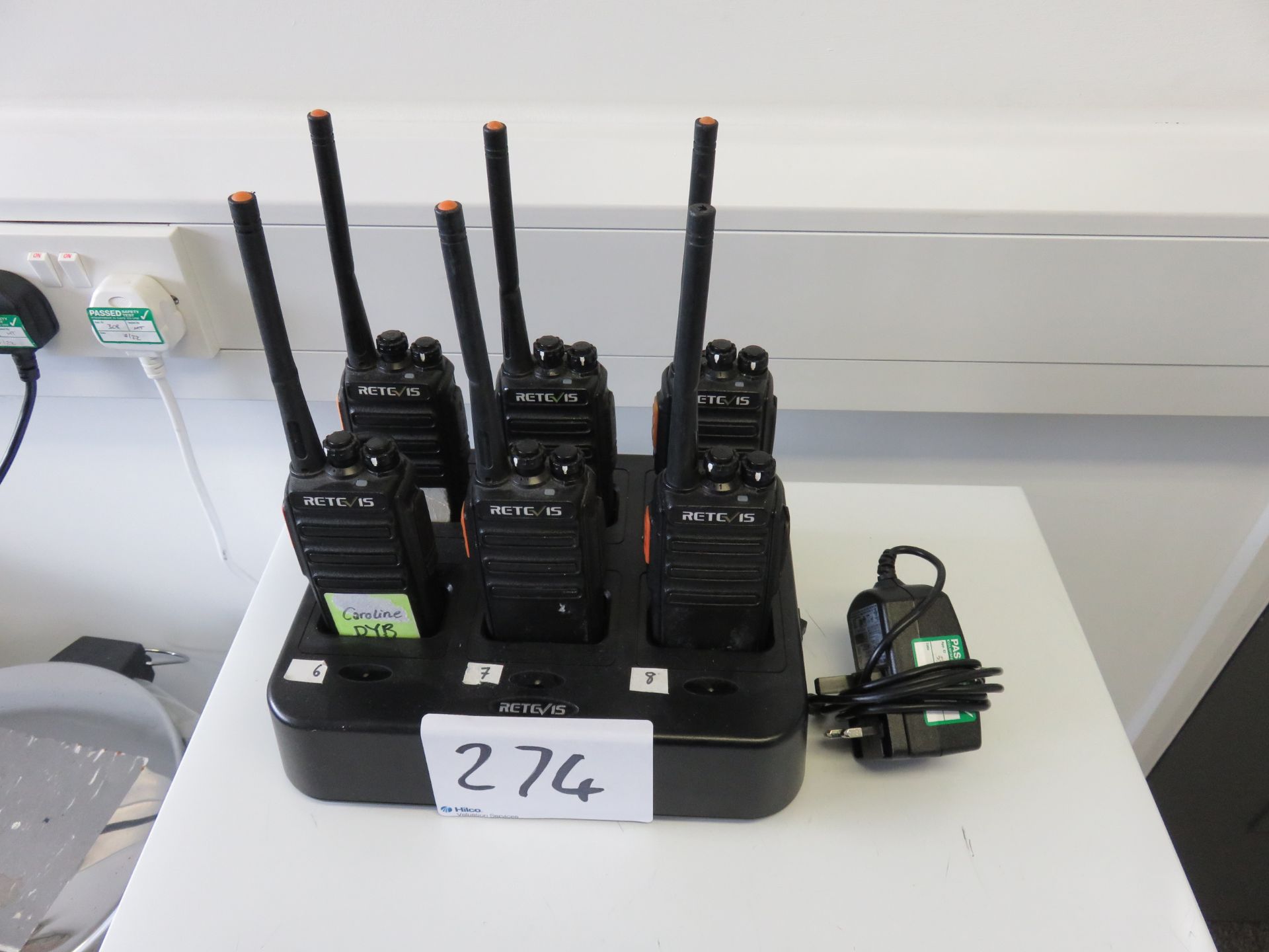 (6) Retc 15 RT24 Two Way Radios with Six Position Charger As Lotted