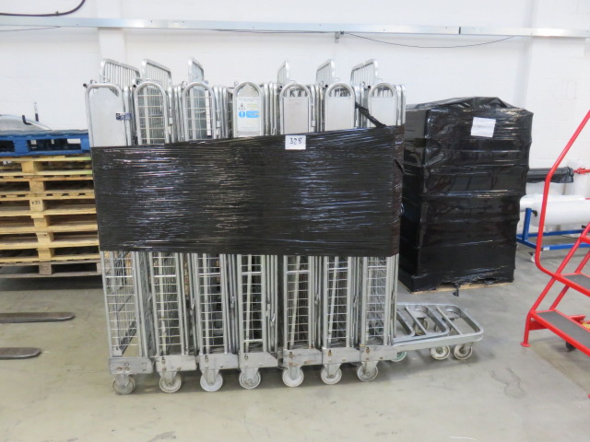 (7) Galvanised Steel Mobile Folding Roll Cages As Lotted