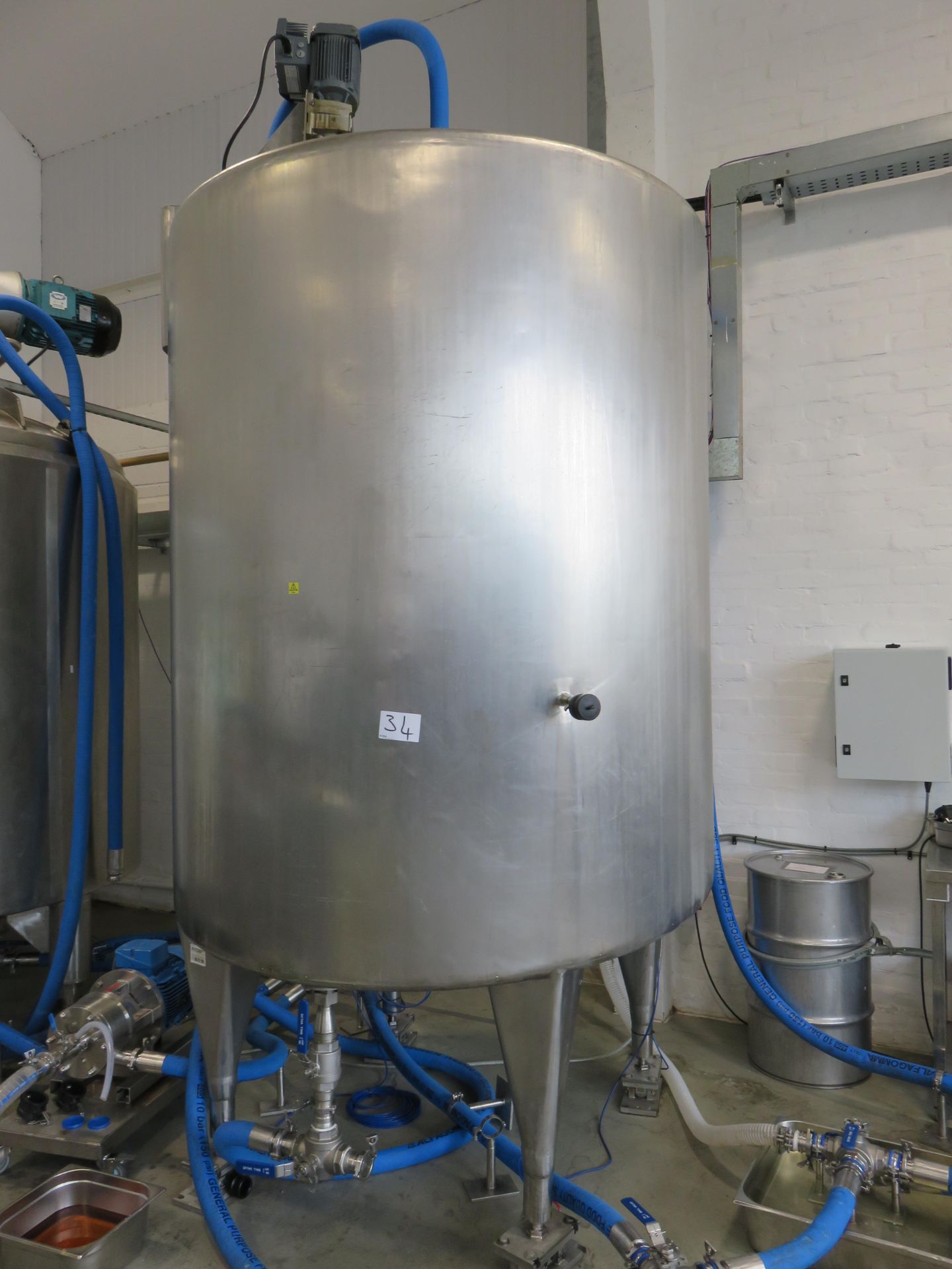 1, Approx 5000 Litre Stainless Steel Mixing Tank with Agititor, Load Cell Weighing System and Wall M