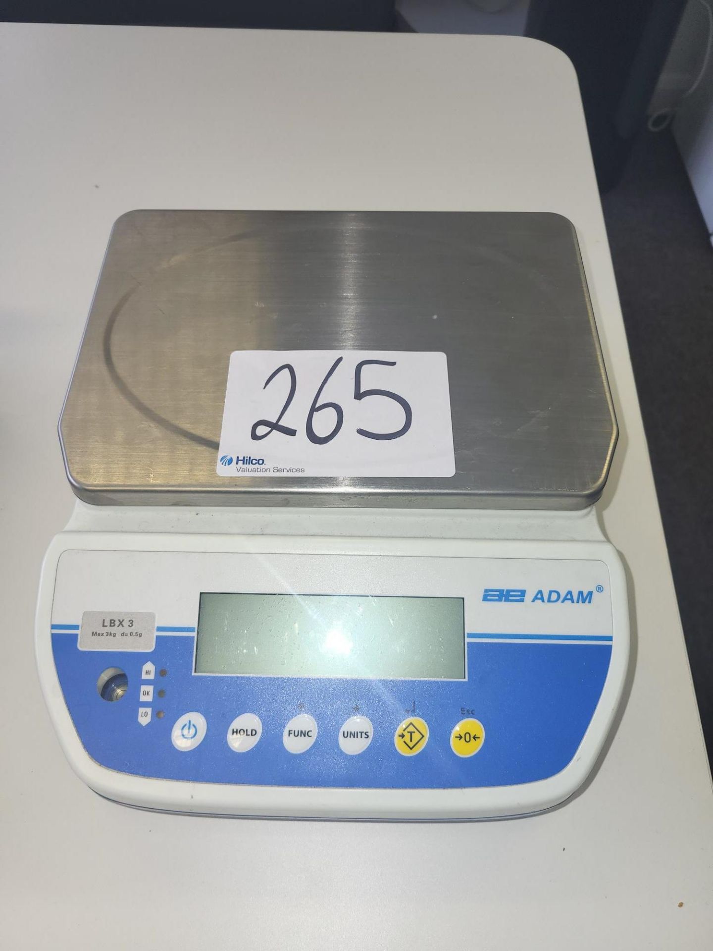 1, AE Adam LBX 3 Digital Scale. Serial No. AE A9V1965 with Max 3 kg , d=0.5g Capacity