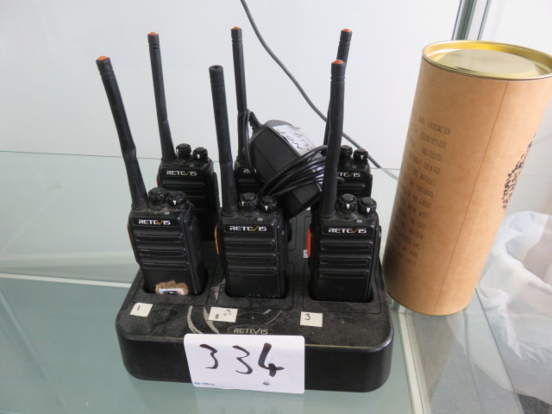 (6) Retc 15 RT24 Two Way Radios with Six Position Charger As Lotted