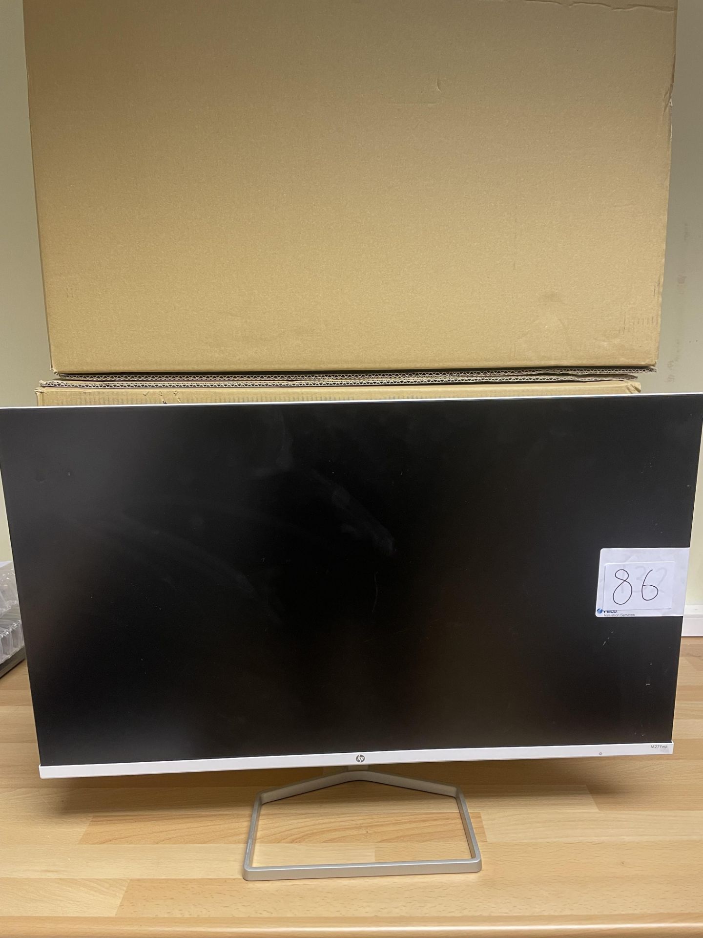 HP, M27FWA FHD Monitor, No box or plugs, comes with stand, slight cosmetic wear, Serial Number 3CM1