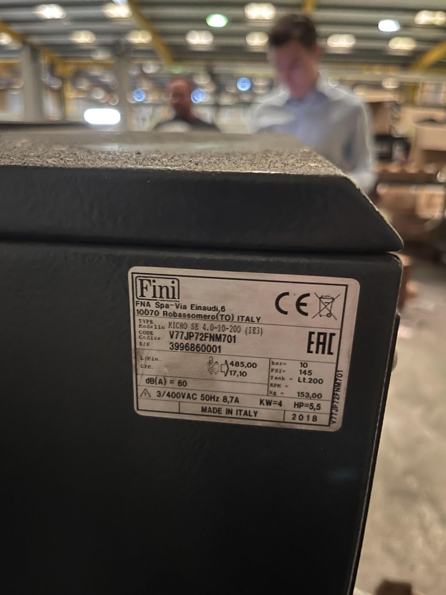 Fini Micro SE 4.0-10-200 Receiver Mounted Screw Compressor (2018) - Image 2 of 3